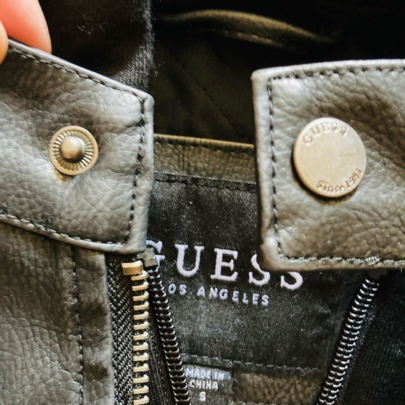 GUESS Faux Leather Hooded Moto Jacket - Picture 3 of 14